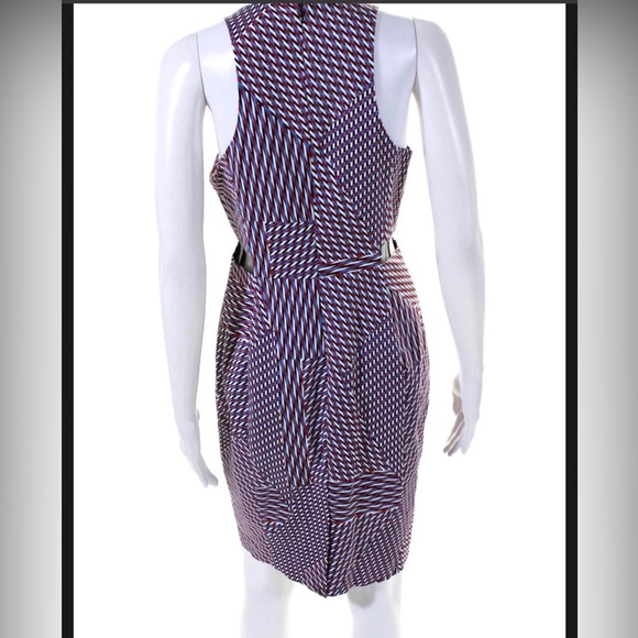 NWT 1. State Womens Back Zip Crew Neck Cut Out Striped Dress Multicolored Medium - Picture 3 of 8